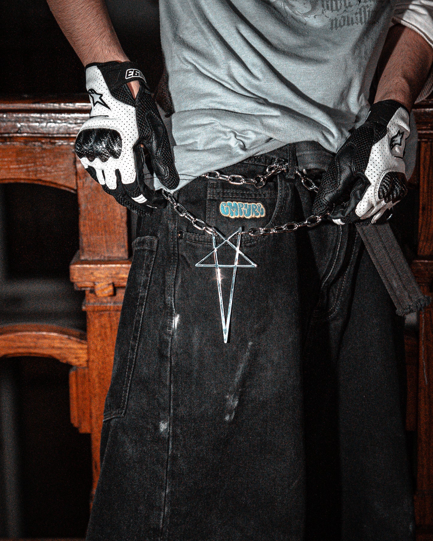 PUNKLRY BIG PENTAGRAM CHAIN