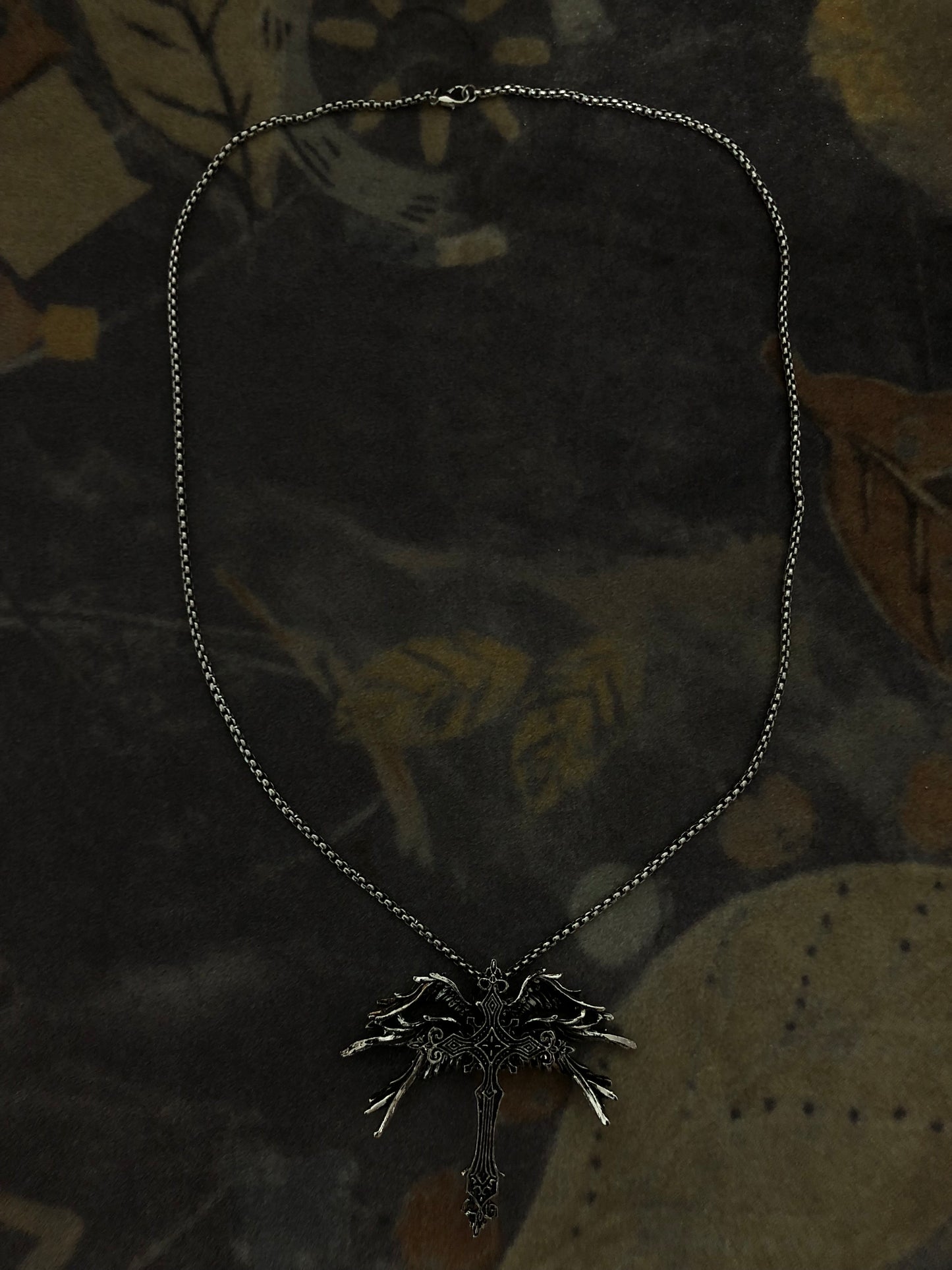 PUNKLRY ANGEL WINGS CROSS NECKLACE