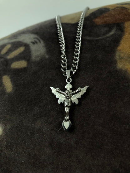 PUNKLRY ANGEL CROSS NECKLACE